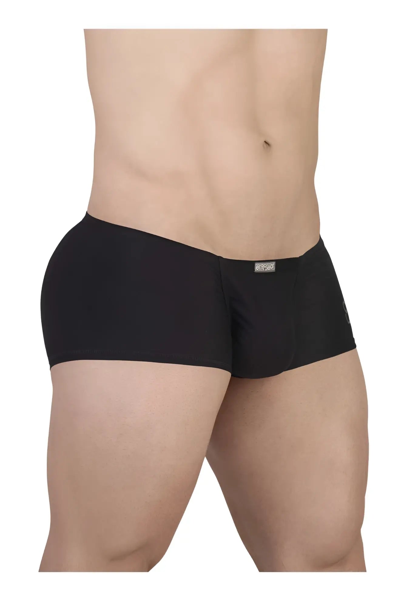 Black cotton ErgoWear EW1728 FEEL GR8 men’s trunks with smooth form-fitting fabric and brand tag on waistband