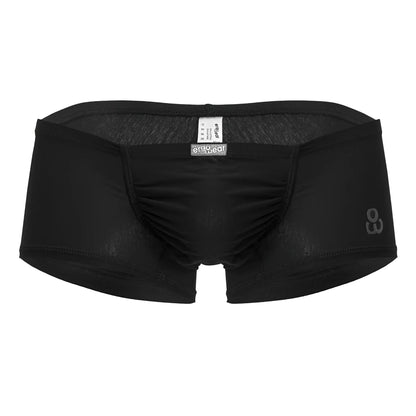 Black men’s cotton briefs with subtle textured pattern and elegance logo on waistband ergo wear ew1728 feel gr8 trunks