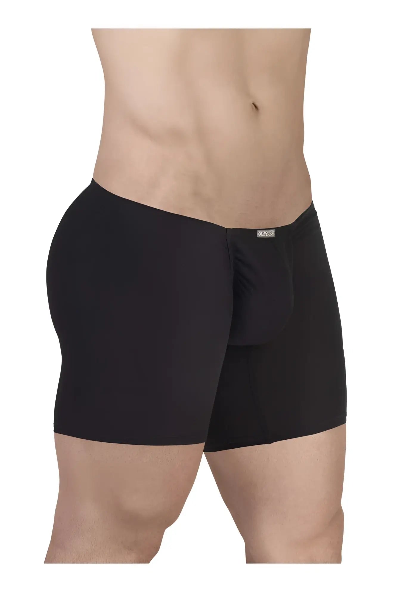 Black mens cotton boxer briefs with contoured pouch and elastic waistband ergo wear ew1729 feel gr8 color black