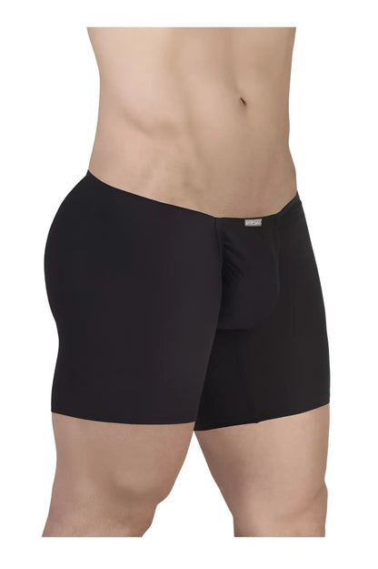 Black mens cotton boxer briefs with contoured pouch and elastic waistband ergo wear ew1729 feel gr8 color black