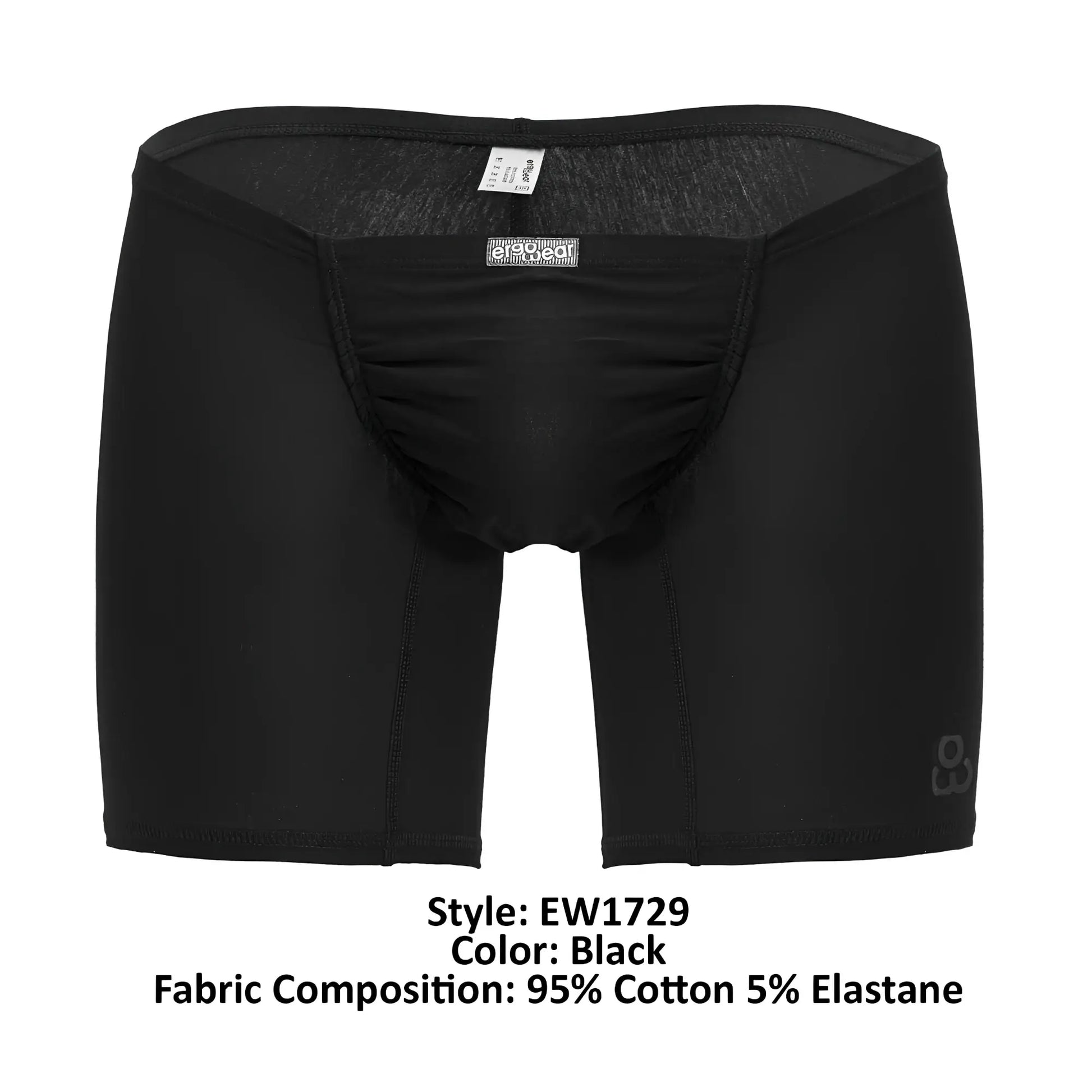 Black men’s ergoWear ew1729 feel gr8 cotton boxer briefs in black with snug fit and reinforced seams made of 95 cotton and 5 elastane