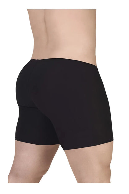 Black form-fitting ergoWear ew1729 feel GR8 cotton boxer briefs with smooth seamless design front view
