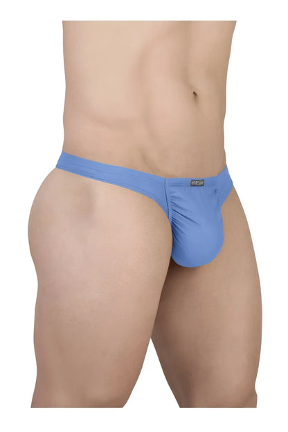 Blue ergo wear ew1730 feel gr8 cotton thong with smooth form fitting fabric and small brand tag on waistband