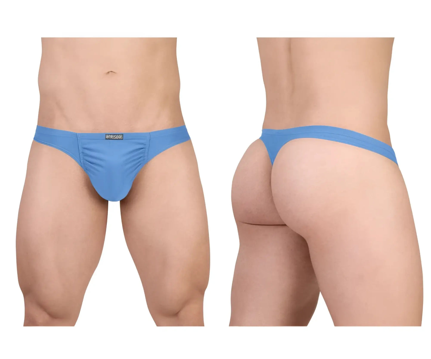 Blue ergo wear ew1730 feel gr8 cotton thong with snug fit and black brand tag on waistband