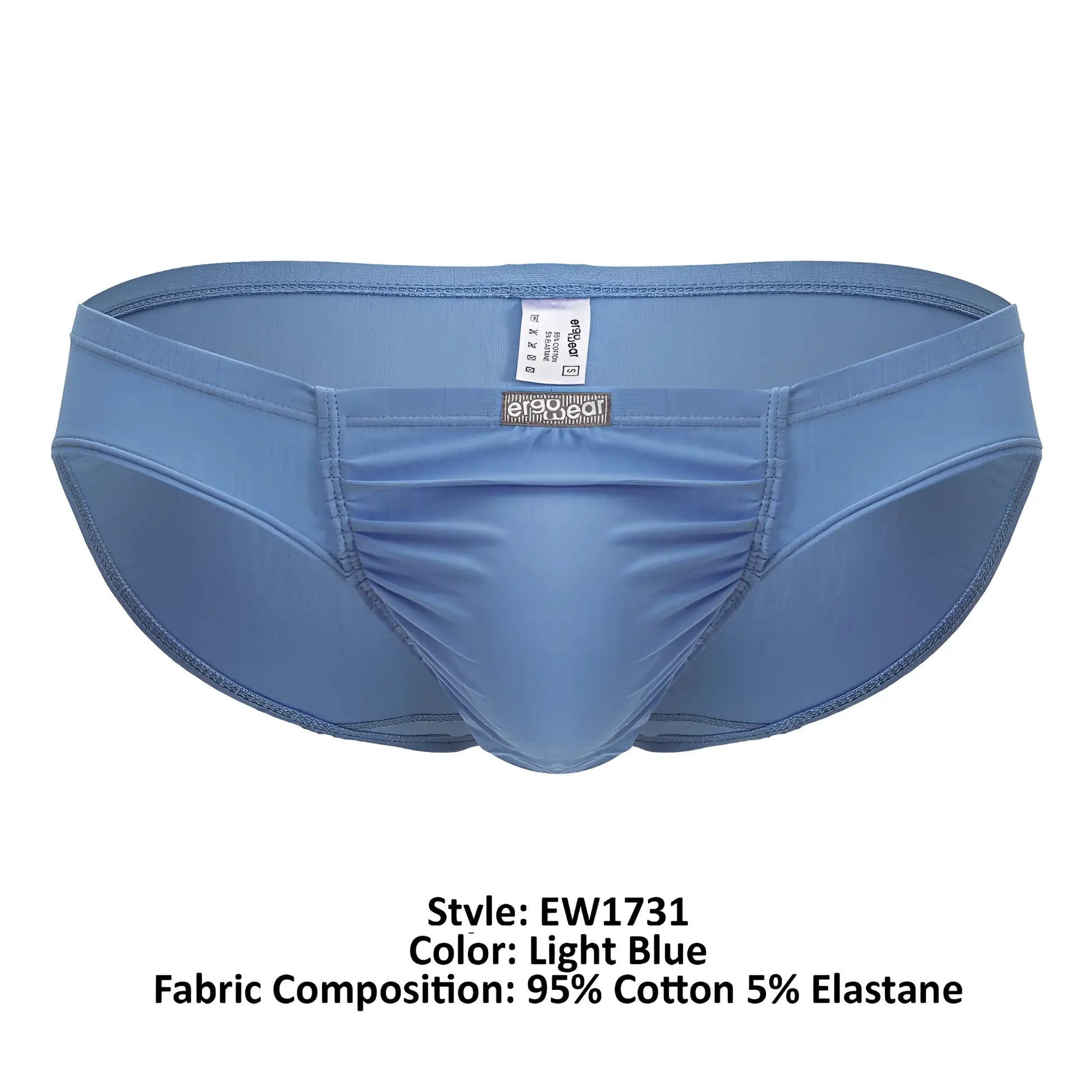 Light blue ergoWear ew1731 feel gr8 cotton bikini briefs made of 95% cotton 5% elastane with snug fit and central seam