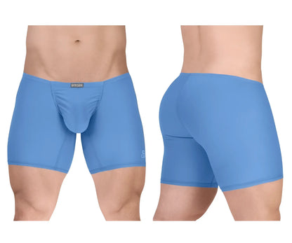 Blue men’s boxer briefs by ergowear ew1733 feel gr8 with contoured design seamless light cotton fabric