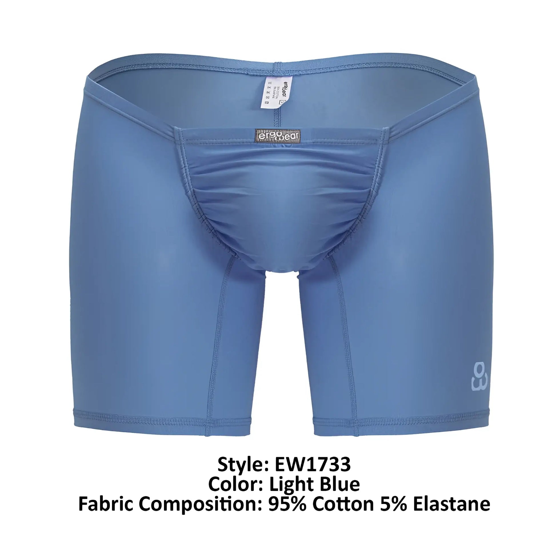 Light blue ergoWear ew1733 feel gr8 cotton boxer briefs made of 95 cotton 5 elastane with a snug fit and reinforced seams