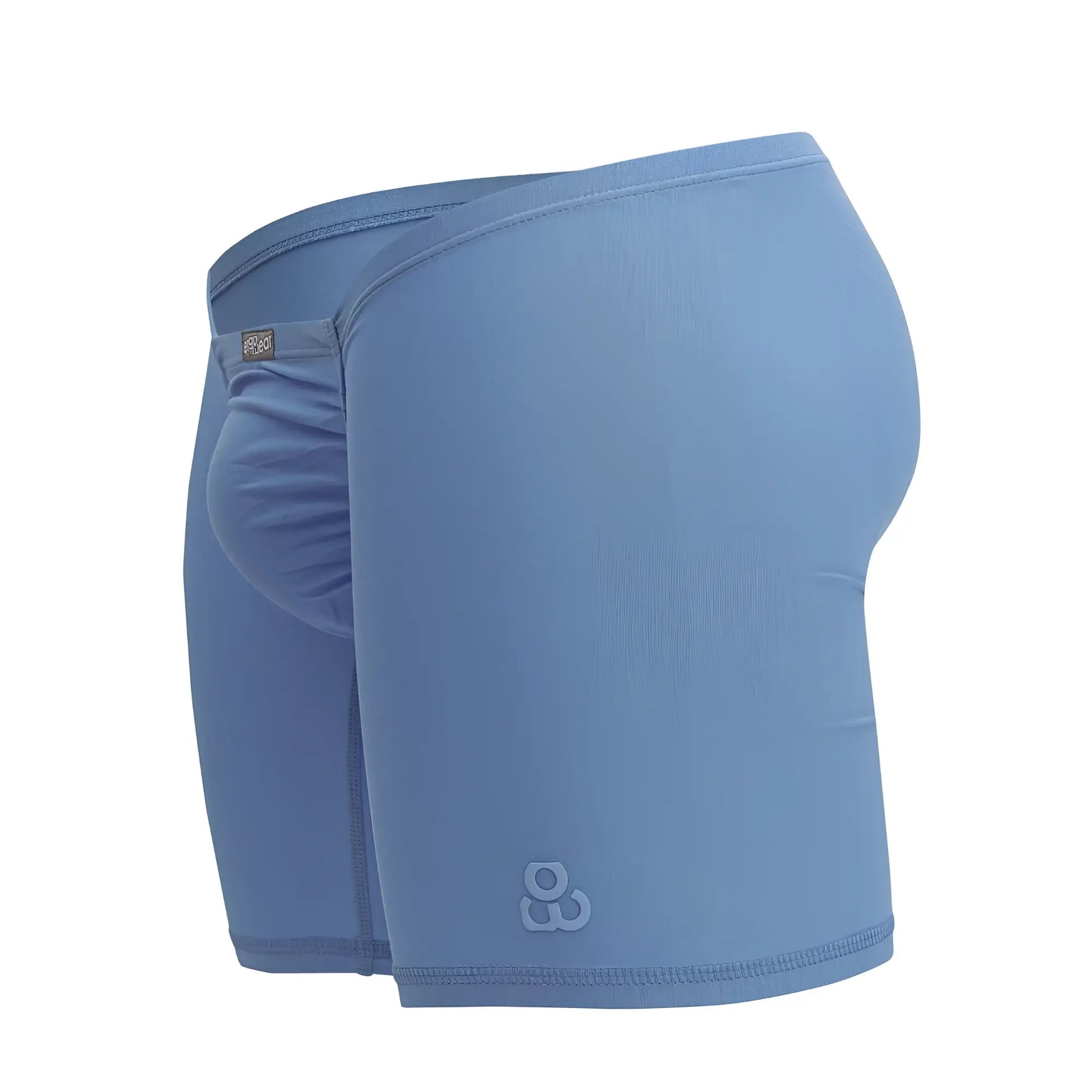 Light blue ergo wear ew1733 feel gr8 cotton boxer briefs with subtle textured fabric and embroidered logo on lower leg