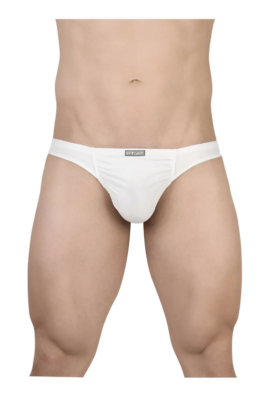 White ergoWear ew1734 feel gr8 cotton thongs with a smooth form-fitting design and subtle waistband brand tag