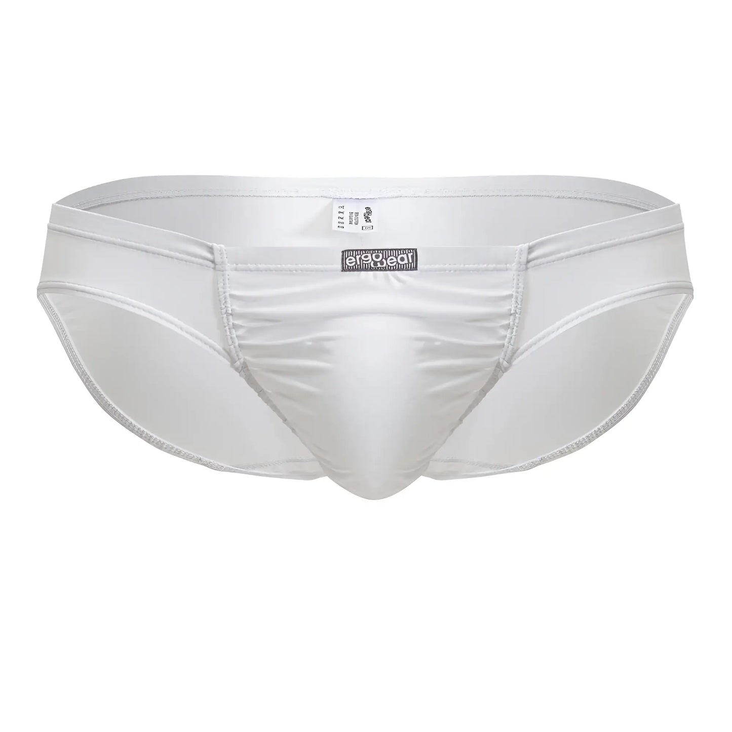 Ergo wear ew1735 feel gr8 white cotton bikini briefs with a sleek satin finish and form fitting design