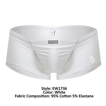 White ergoWear ew1736 feel gr8 cotton trunks with sleek form-fitting design and subtle gray stitching details