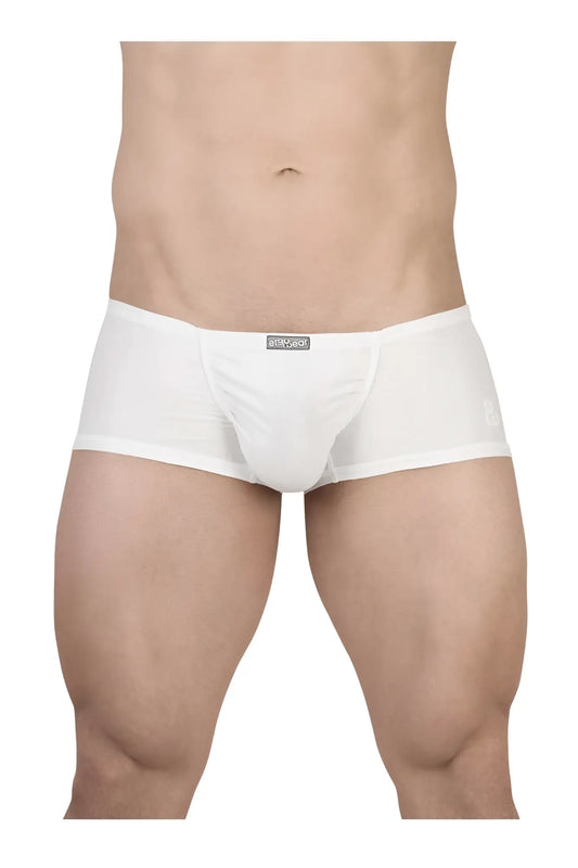 White men’s cotton briefs with a snug fit and small black brand tag at the waistband from ergowear ew1736 feel gr8