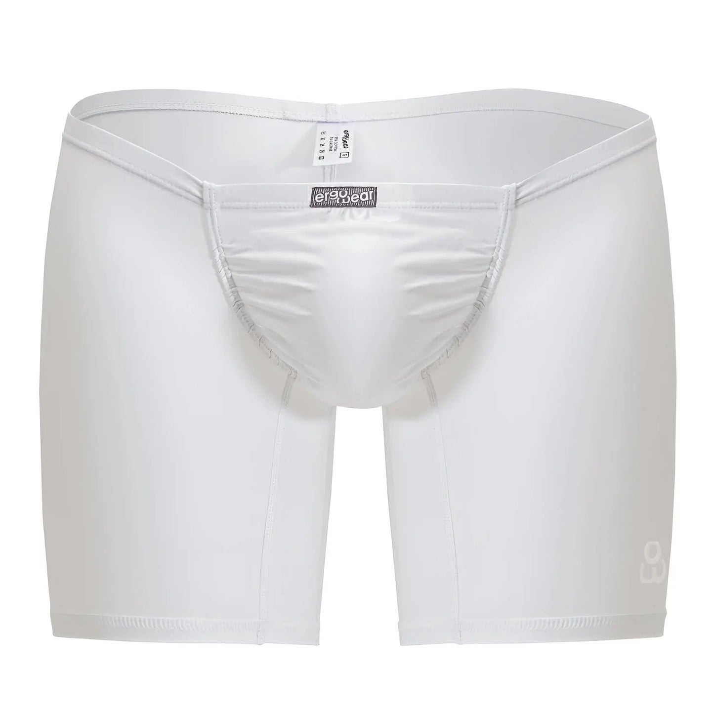 White ergoWear EW1737 FEEL GR8 seamless cotton boxer briefs with ergonomic fit and subtle gray stitching details