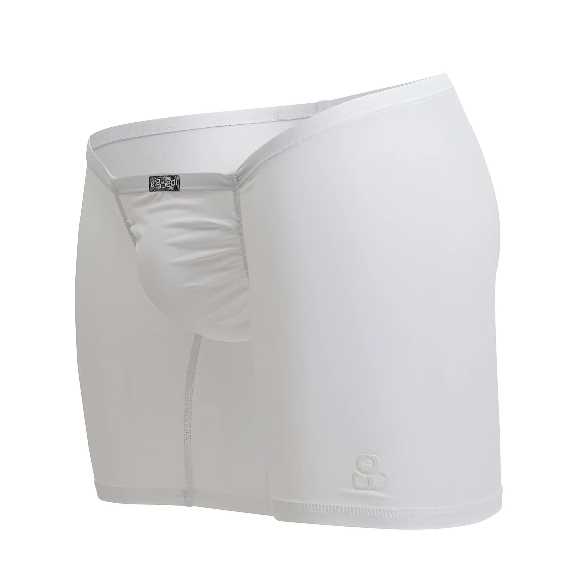 White ergo wear cotton boxer briefs with contoured pouch and seamless construction for comfortable support
