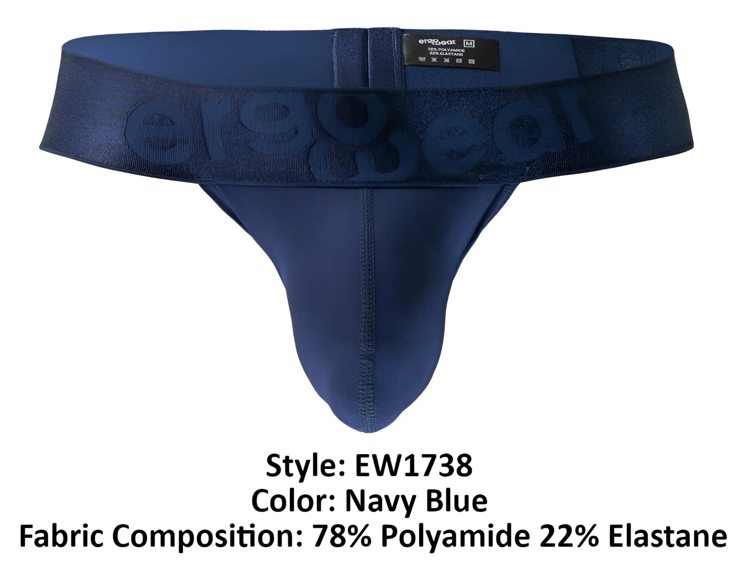 Navy blue ergoWear ew1738 max bold g-string thong with ergonomic design branded waistband and seamless construction