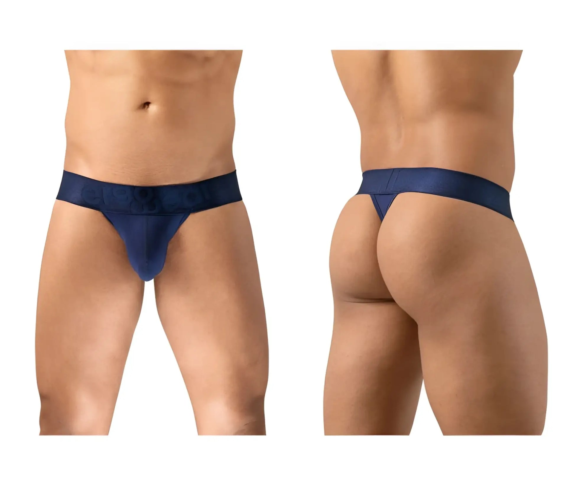 Navy blue ErgoWear EW1738 MAX BOLD G-string thong with smooth seamless design and wide waistband visible from back side