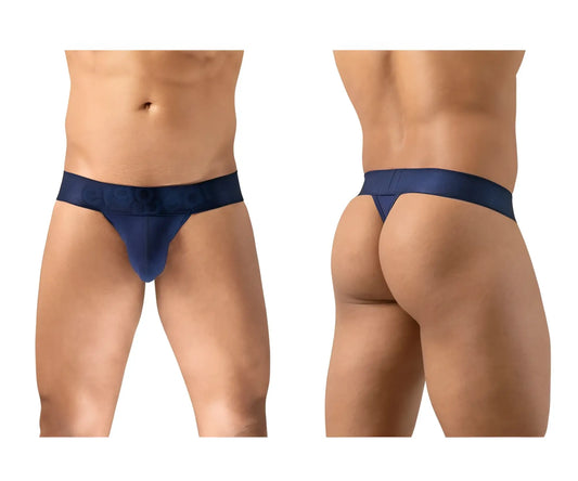 Navy blue ErgoWear EW1738 MAX BOLD G-string thong with smooth seamless design and wide waistband visible from back side