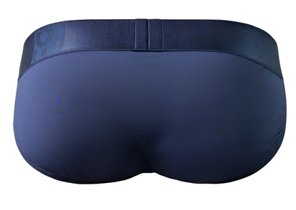 Navy blue men’s briefs with matching elastic waistband and subtle logo on left side from ergowear ew1739 max bold bikini