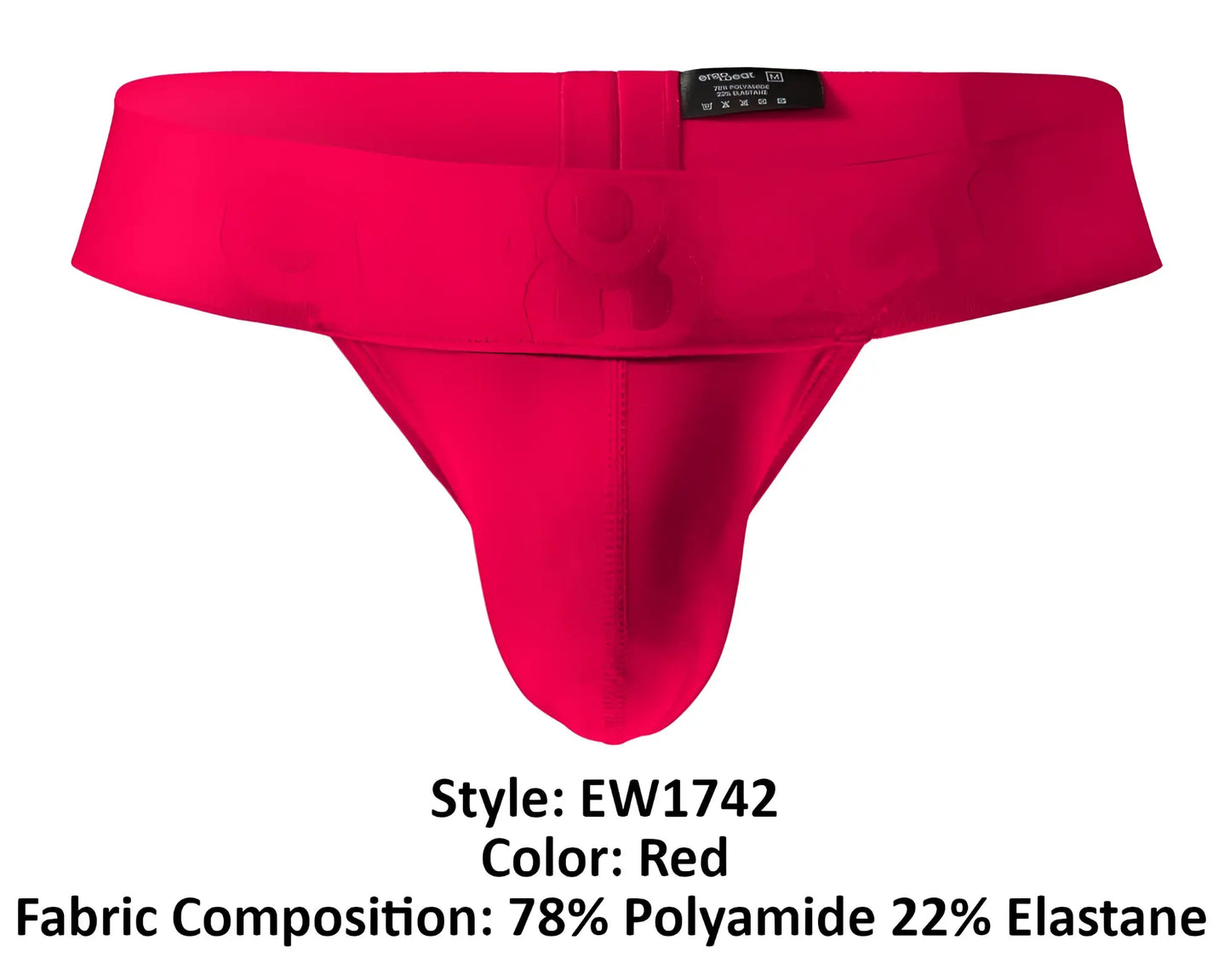 Red men’s thong ergoWear ew1742 max bold g-string in polyamide elastane with smooth form-fitting design and central seam