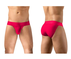 Bright red ergowear ew1743 max bold bikini briefs with smooth seamless fabric and a wide waistband for men
