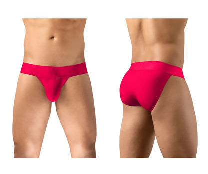 Bright red ergowear ew1743 max bold bikini briefs with smooth seamless fabric and a wide waistband for men