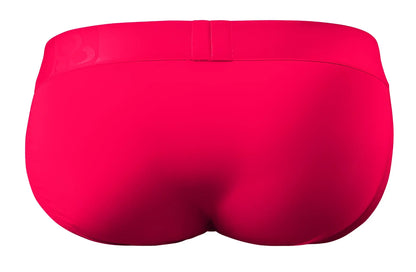 Bright pink ergoWear ew1743 max bold bikini briefs with smooth elastic waistband and subtle back logo shown from back side