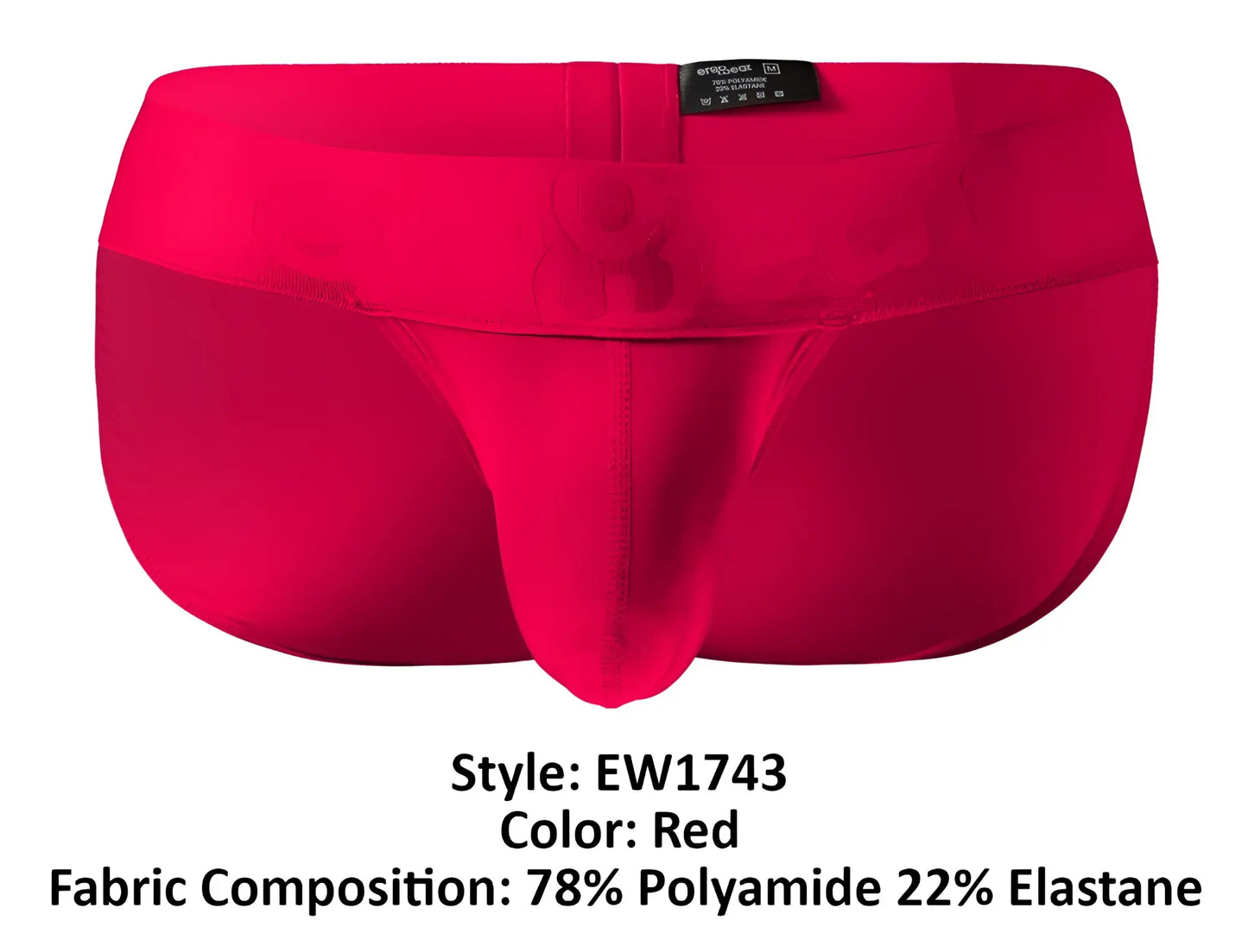 ErgoWear ew1743 max bold red men’s briefs made of 78% polyamide 22% elastane with smooth form-fitting design and central seam