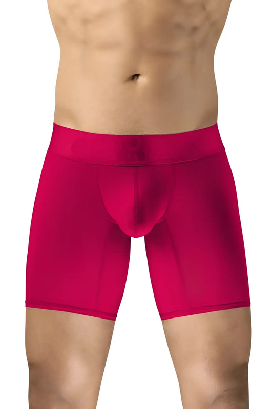 Bright red ErgoWear EW1745 MAX BOLD boxer briefs with smooth, form-fitting fabric and supportive waistband