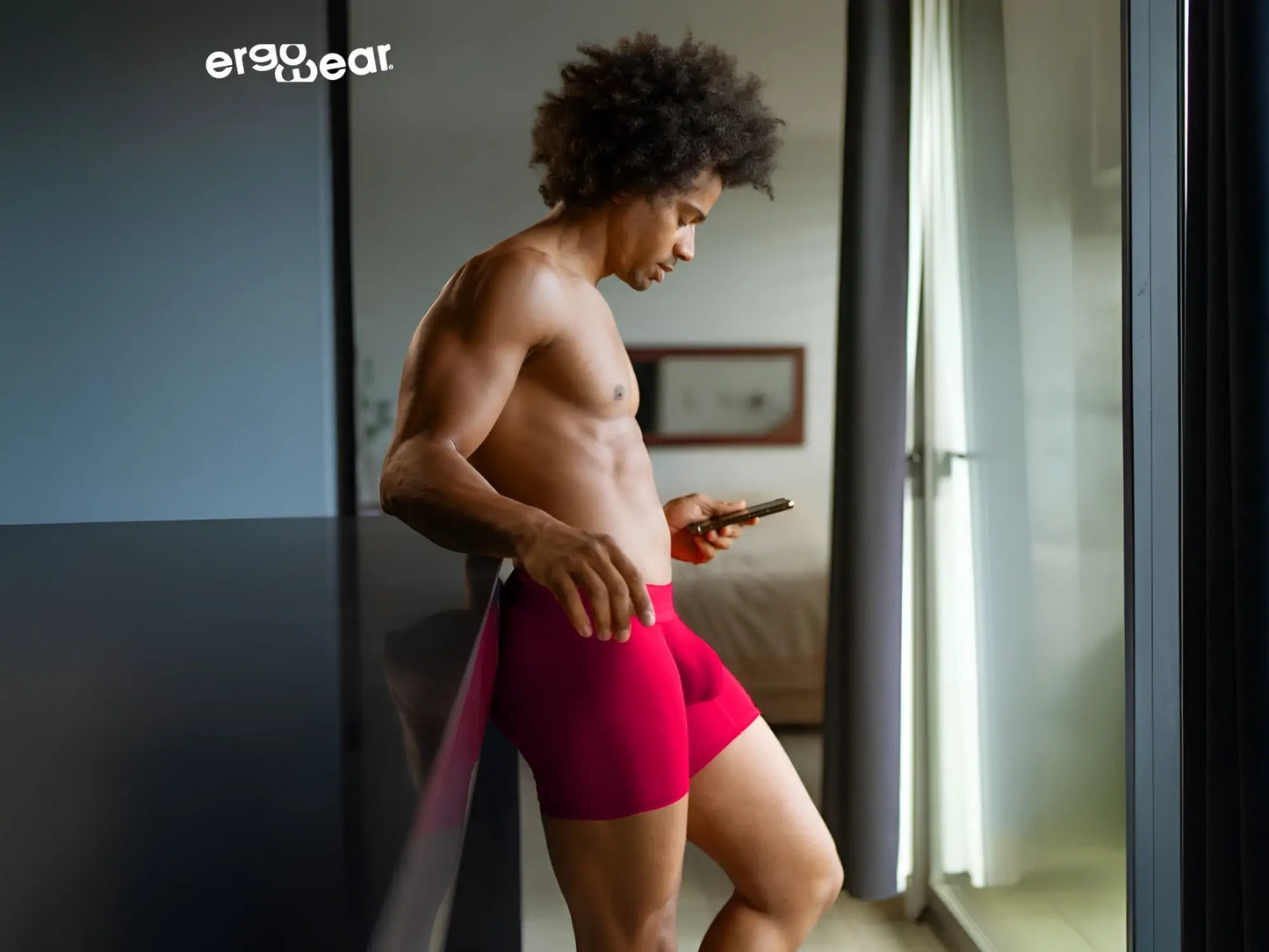 Vibrant red ergonomic boxer briefs from ergowear featuring breathable fabric designed for maximum comfort and support