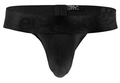 Black men’s briefs ergoWear ew1746 max bold g-string in black with textured waistband and embossed erspace branding