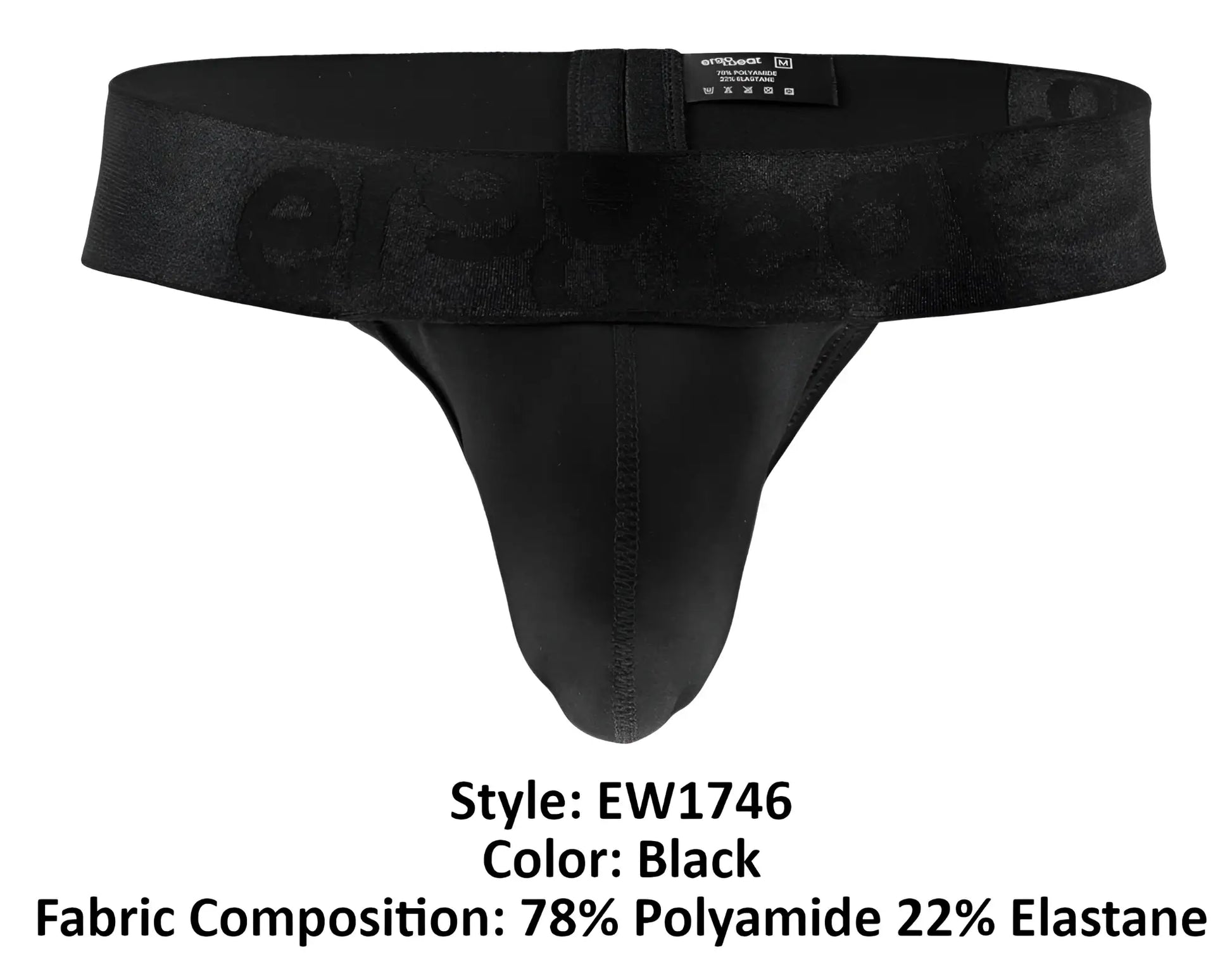 ErgoWear ew1746 max bold g-string black thong with subtle textured waistband and reinforced leg stitching