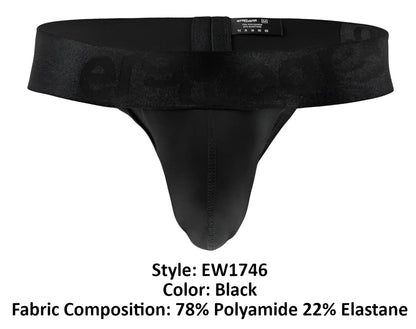 ErgoWear ew1746 max bold g-string black thong with subtle textured waistband and reinforced leg stitching