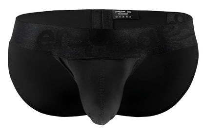 Black mens briefs ergo wear ew1747 max bold bikini in black with textured waistband and embossed ersmood branding