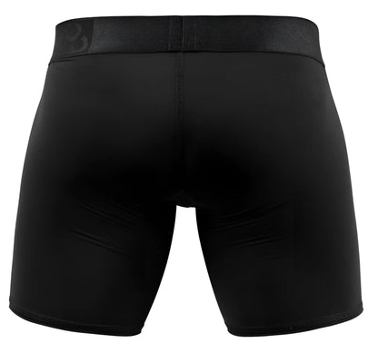 Ergo wear ew1749 max bold black compression boxer briefs with textured waistband featuring brand logo