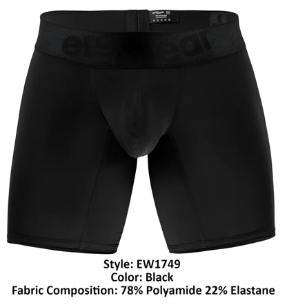Black ergowear ew1749 max bold boxer briefs with subtle erectear logo made of 78 polyamide 22 elastane