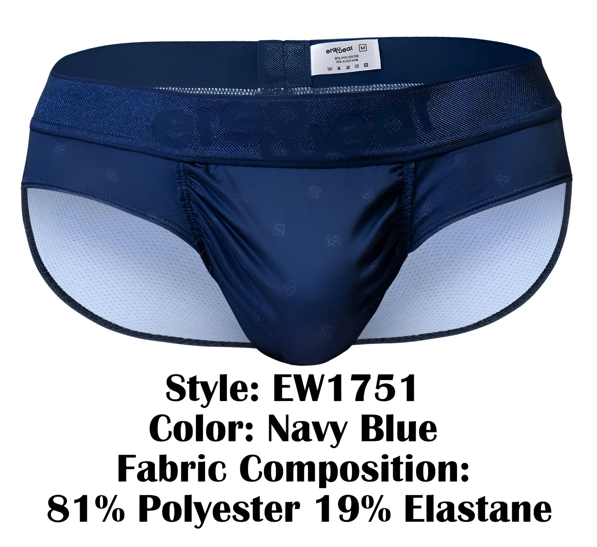 ErgoWear EW1751 FEEL SE navy blue men’s briefs with subtle pattern made from 81 polyester 19 elastane