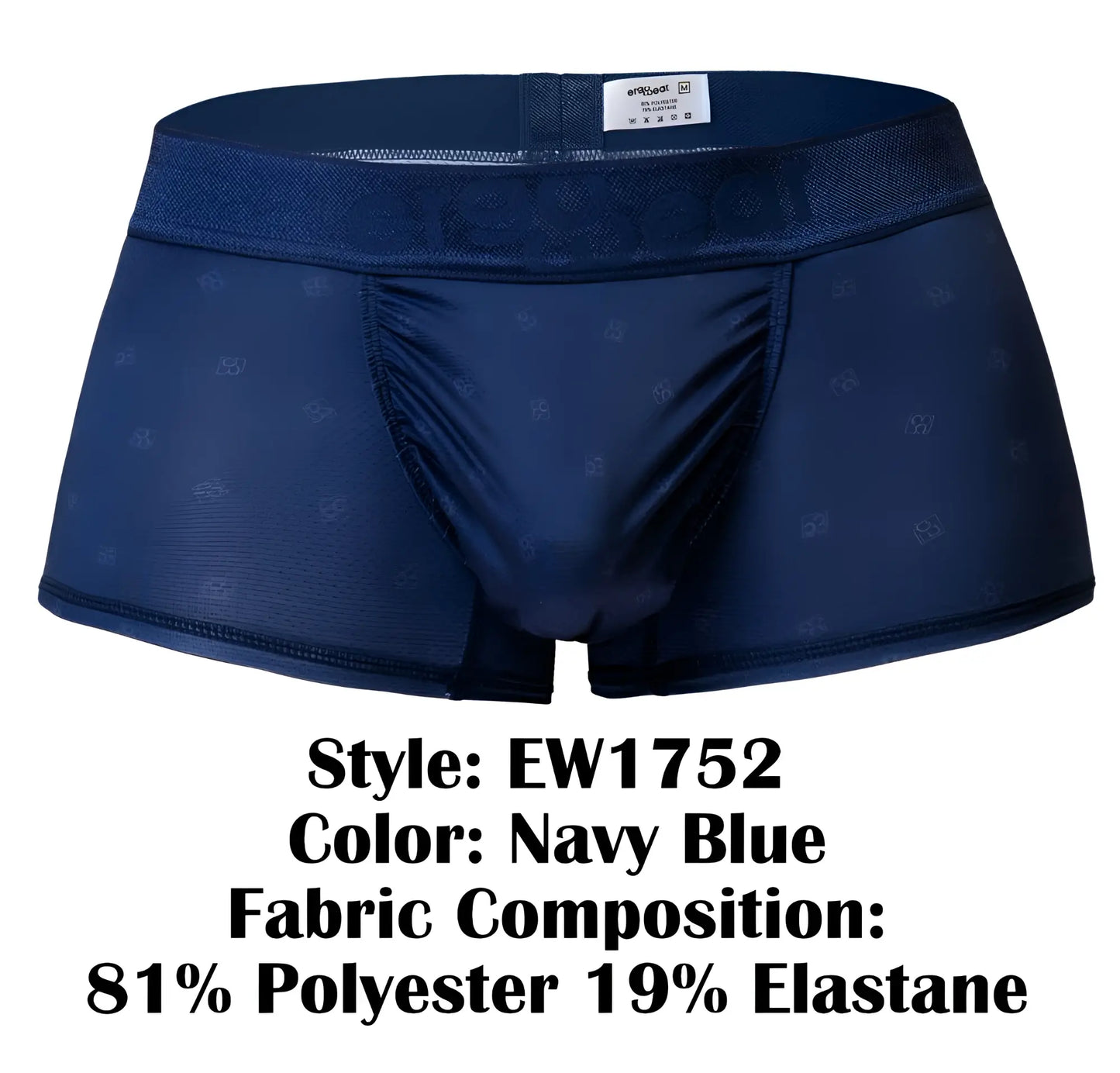 Navy blue ErgoWear EW1752 FEEL SE trunks with subtle pattern and elastic waistband for comfortable support