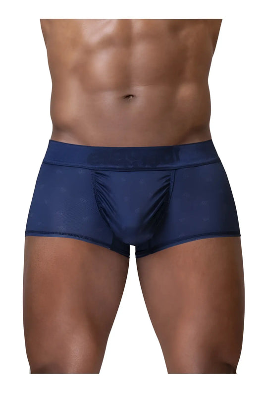Navy blue sheer mesh briefs with subtle pattern detailing from ergowear ew1752 feel se trunks collection