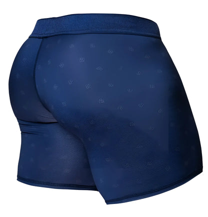 Dark blue ergo wear ew1753 feel se boxer briefs with subtle repeating logo pattern for comfortable everyday wear