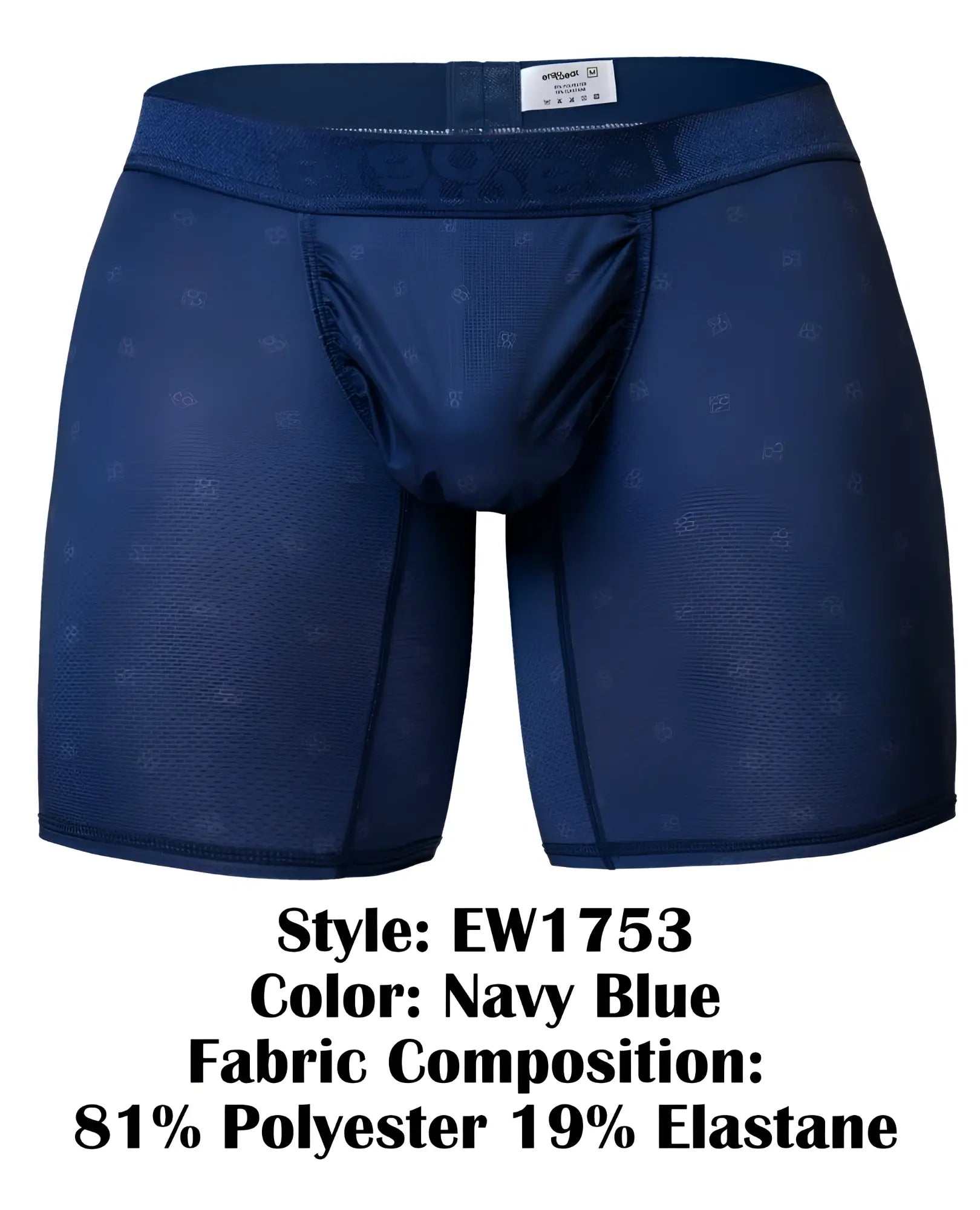 Navy blue ErgoWear EW1753 FEEL SE boxer briefs with subtle pattern and comfortable elastic waistband