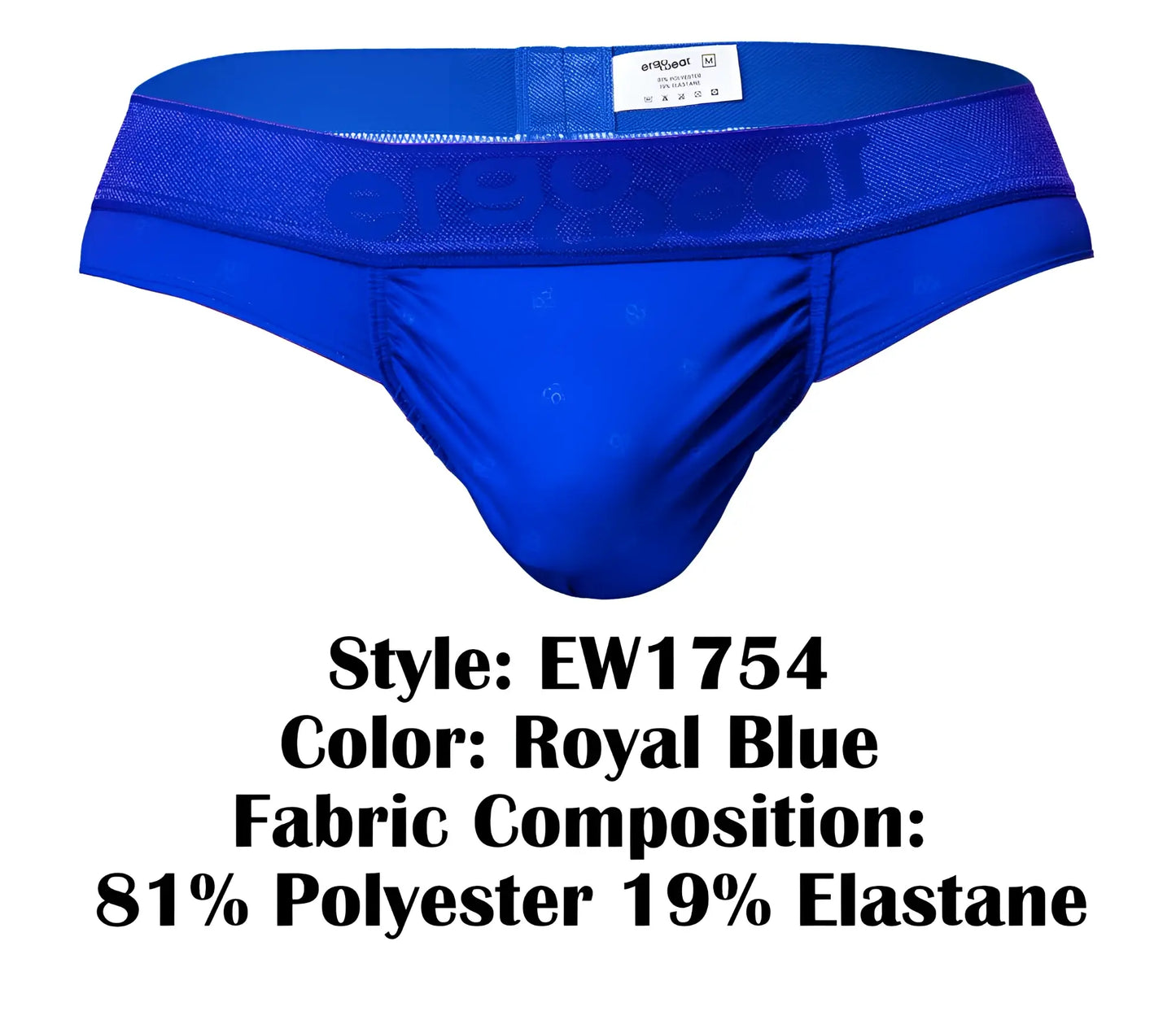 Royal blue ErgoWear EW1754 FEEL SE men’s briefs made of 81% polyester 19% elastane with textured branded waistband