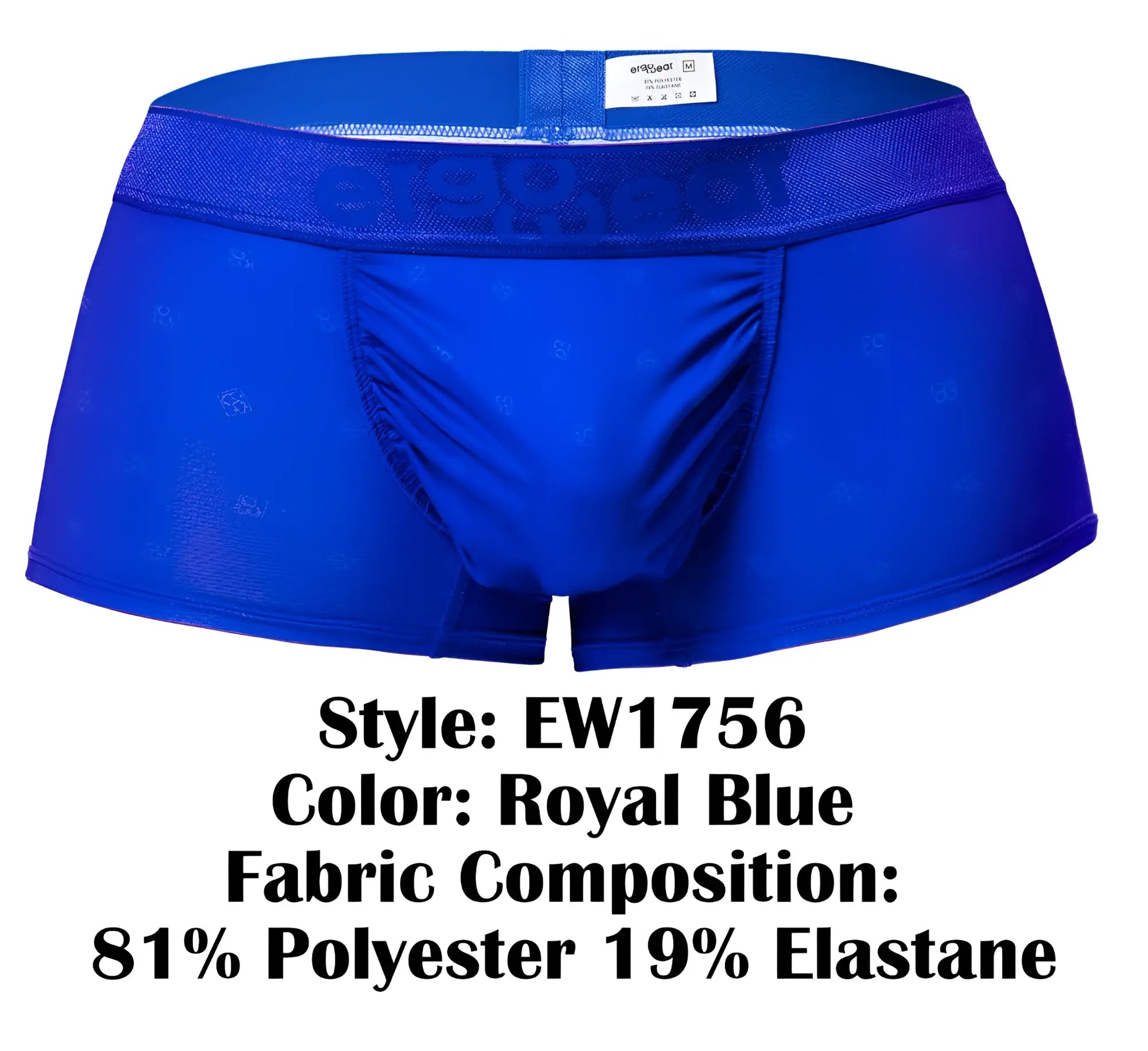 Royal blue ergo wear ew1756 feel se trunks with subtle pattern made of 81 polyester 19 elastane men’s boxer briefs