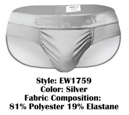Silver ergoWear EW1759 FE feel se athletic briefs with mesh fabric and elastic waistband featuring ergoeat logo