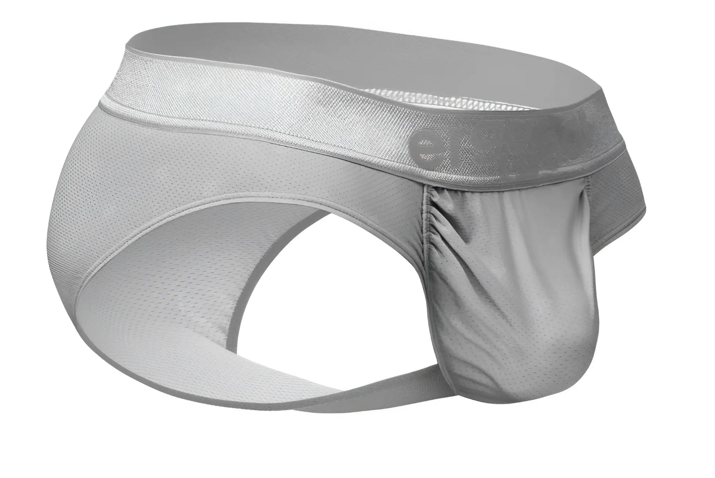Ergowear ew1759 feel se briefs in silver with gray mesh fabric and satin waistband featuring elegance logo