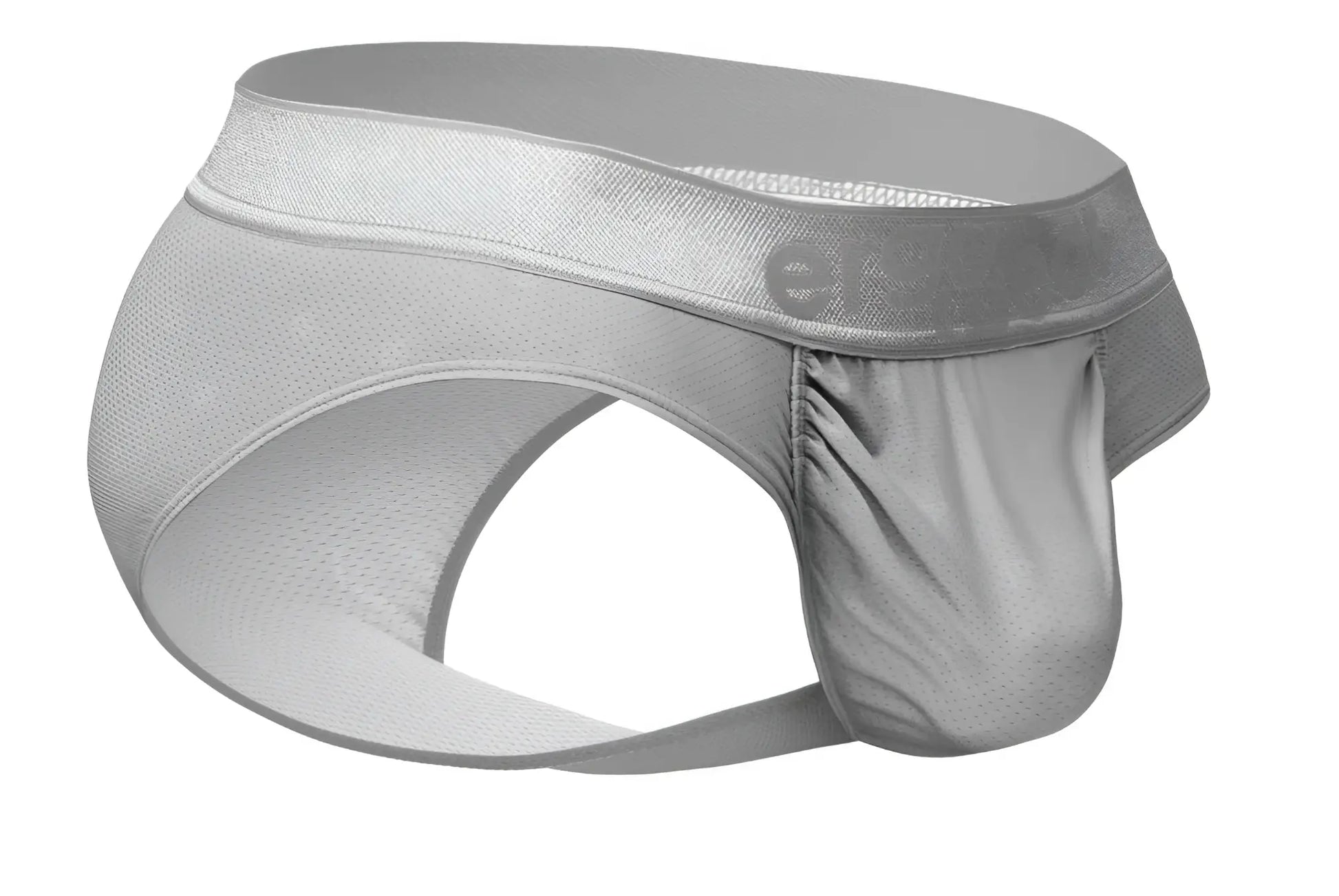 Ergowear ew1759 feel se briefs in silver with gray mesh fabric and satin waistband featuring elegance logo