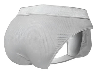Light gray mesh ergo wear ew1759 feel se briefs with supportive contoured design and elastic waistband in silver