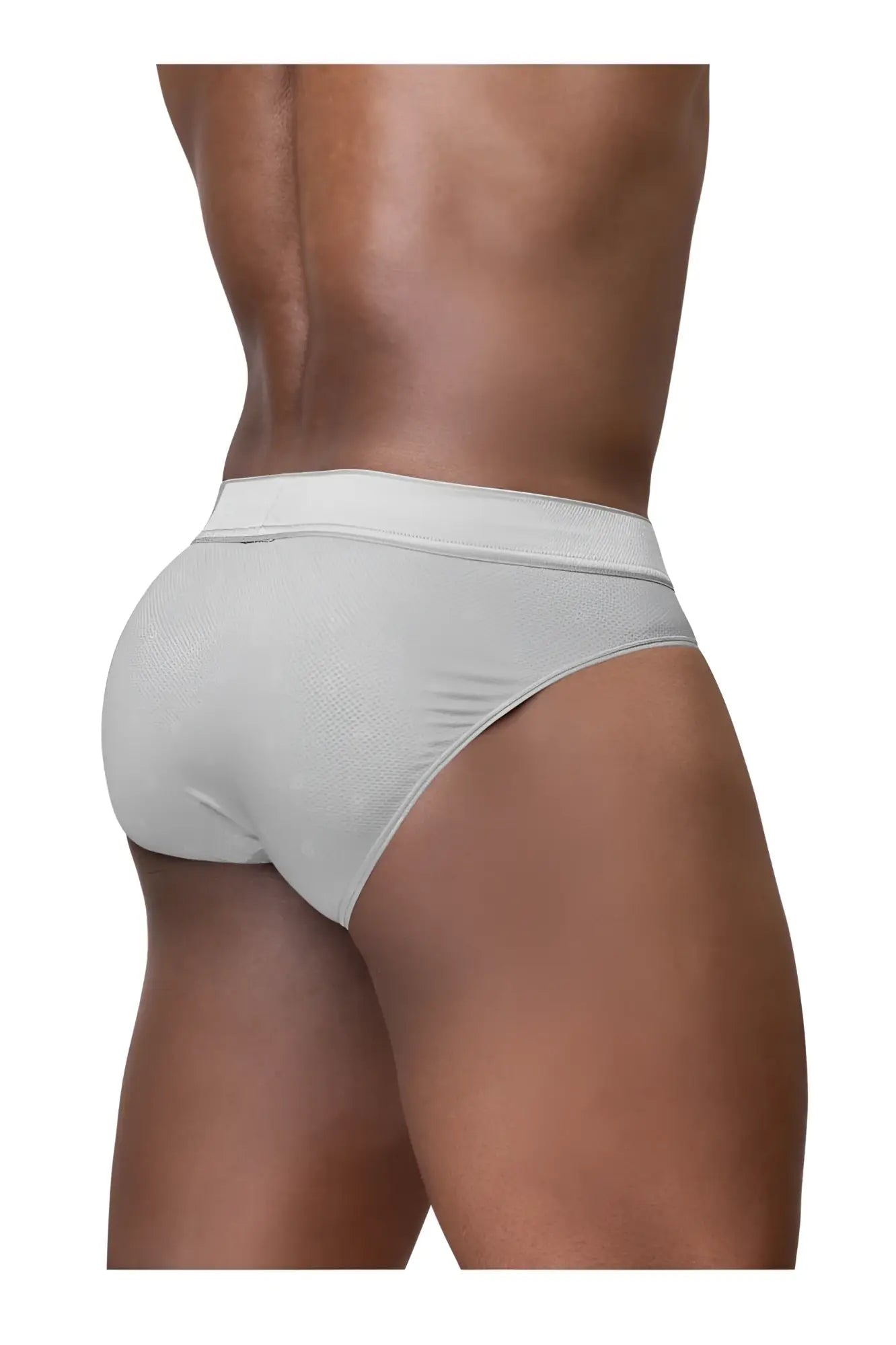 Light gray ergo wear ew1759 feel se seamless briefs with textured fabric and smooth waistband in silver color