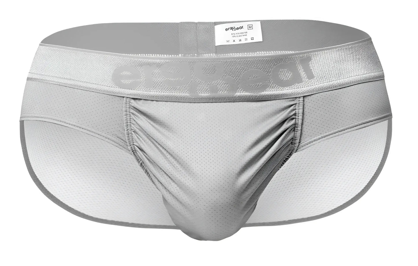 ErgoWear ew1759 feel SE silver mesh athletic briefs with embossed logo on waistband for comfortable support