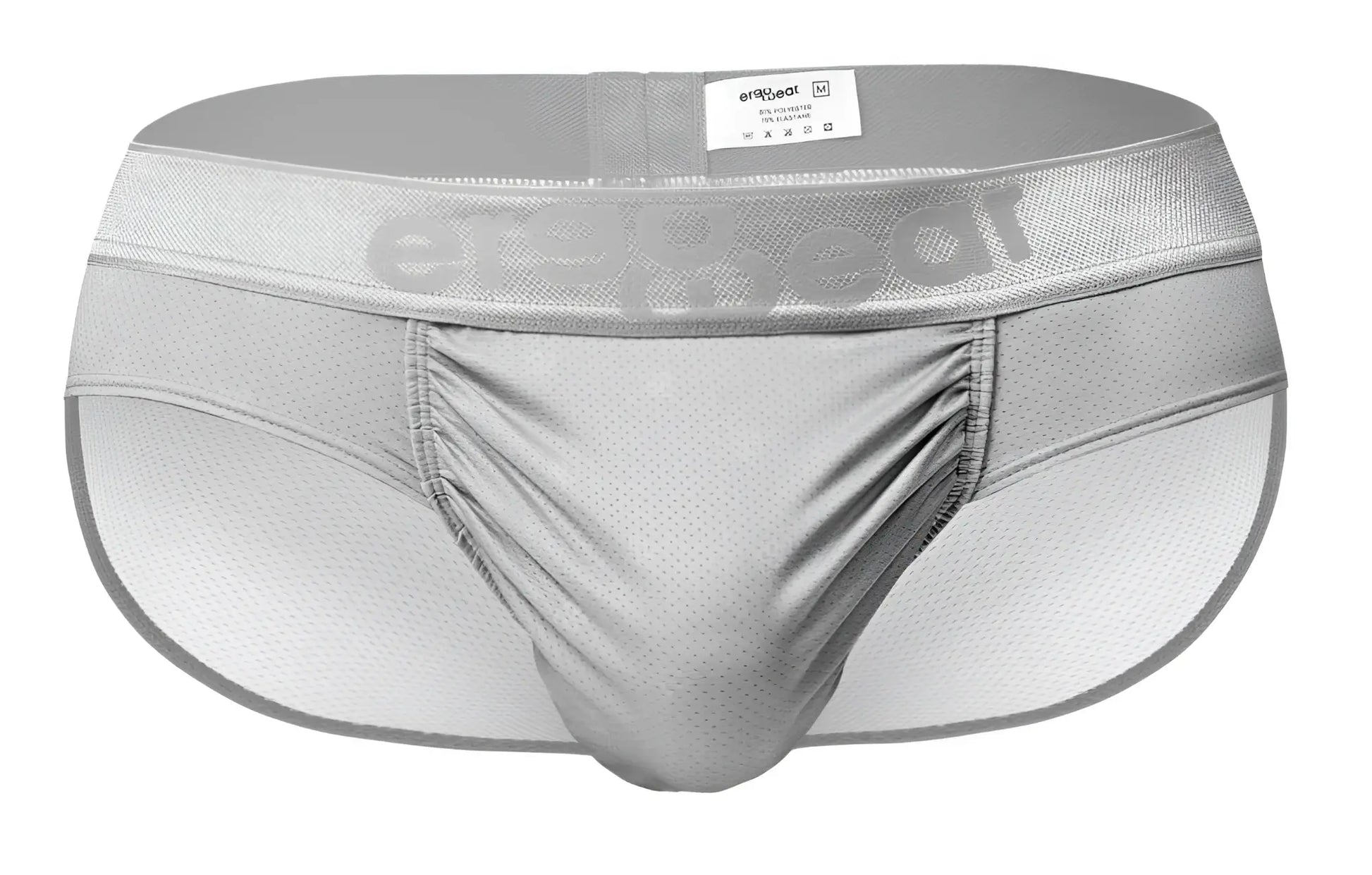 ErgoWear ew1759 feel SE silver mesh athletic briefs with embossed logo on waistband for comfortable support