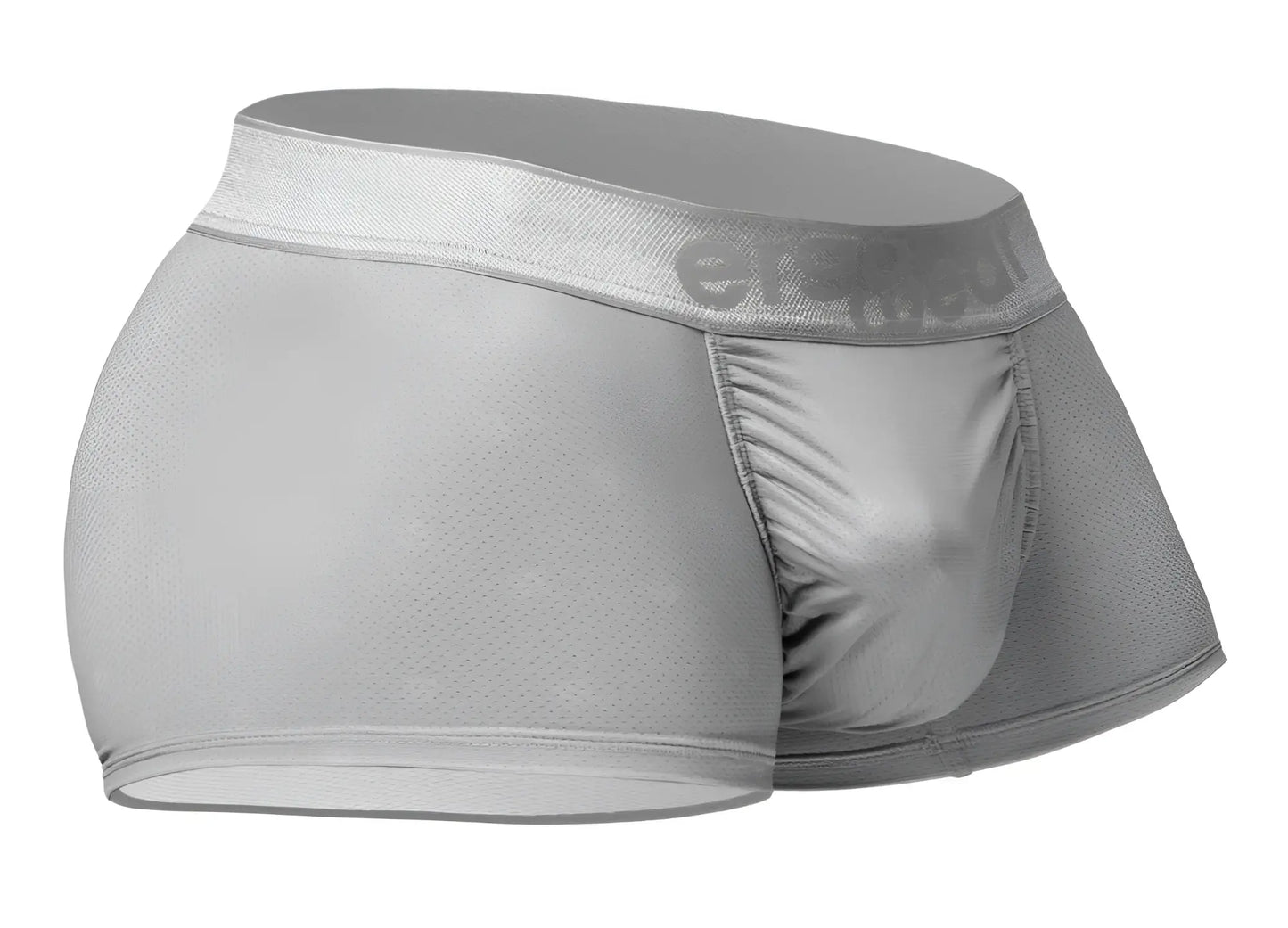 Gray mens briefs ergo wear ew1760 feel se trunks in silver with textured fabric and elastic waistband with brand logo